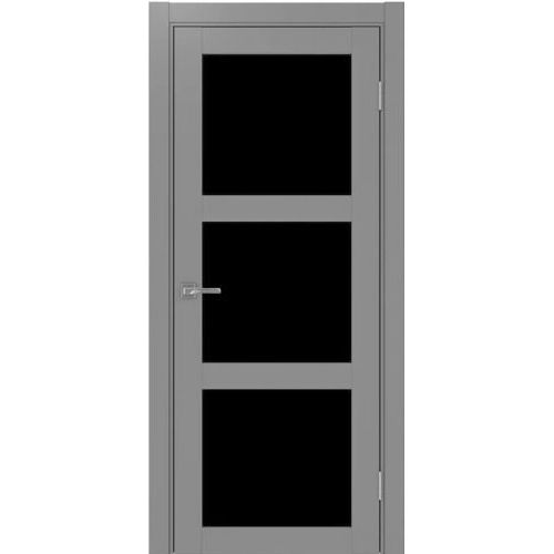Межкомнатная дверь Optima Porte, Турин 530.222. Цвет - серый. Стекло - лакобель черный.