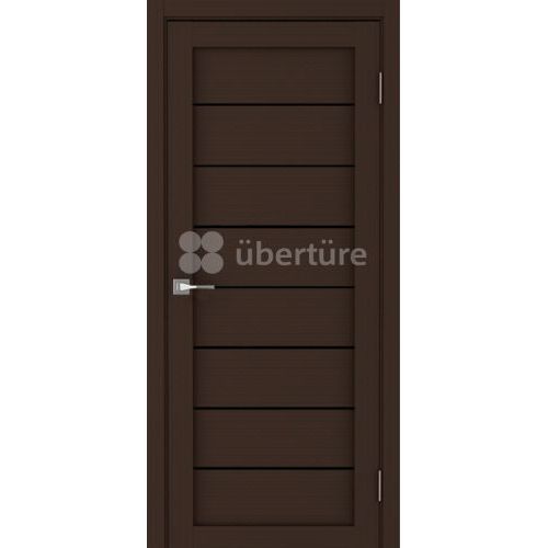Межкомнатная дверь Uberture (Убертюре), Модерн ПДО 10005. Цвет - каштан. Стекло - лакобель черный.