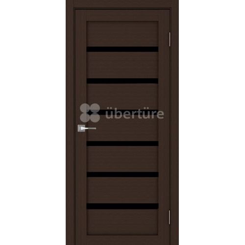 Межкомнатная дверь Uberture (Убертюре), Модерн ПДО 10100. Цвет - каштан. Стекло - лакобель черный.