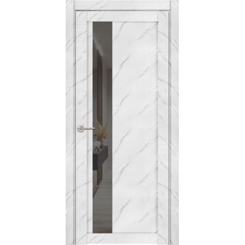 Межкомнатная дверь Uberture (Убертюре), Унилайн Marable ПДЗ 30004. Цвет - монте белый. Стекло - зеркало серое.