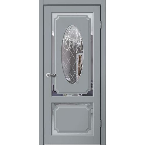 Межкомнатная дверь Сибирь Профиль, Estetic E4 ПЗ. Цвет - серый. Зеркало. 