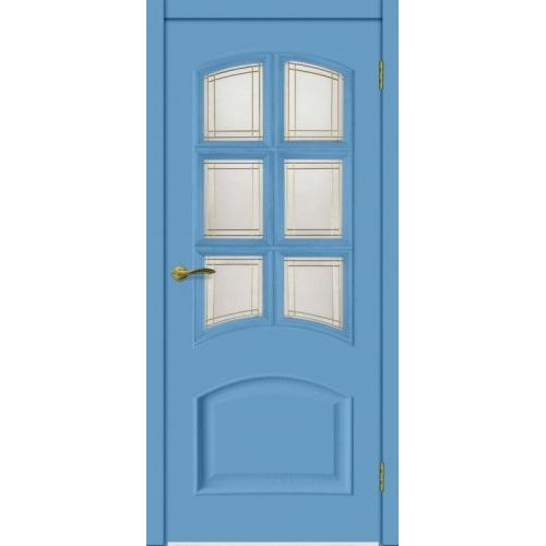 Межкомнатная дверь Матадор, Венеция ПО6, RAL 5024. Стекло - витраж.