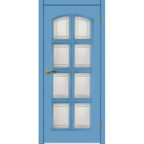 Межкомнатная дверь Матадор, Венеция ПО8, RAL 5024. Стекло - витраж.