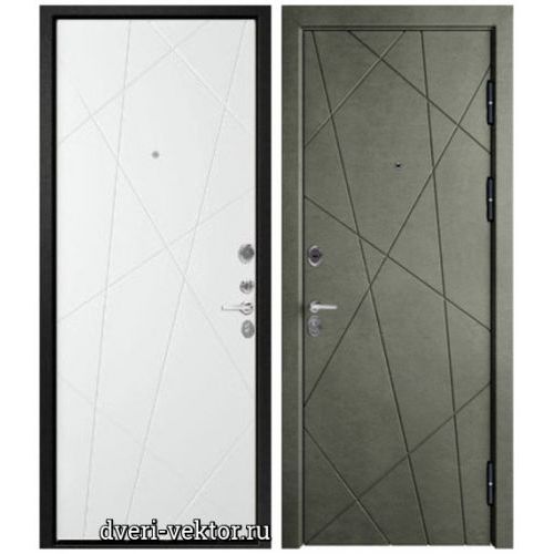 Входная дверь Эталон X-26, серый камень / софт белый