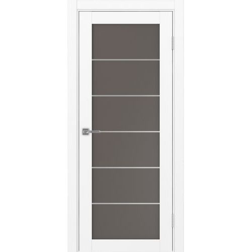 Межкомнатная дверь Optima Porte, Турин 501.2 АСС. Цвет - белый снежный. Молдинг хром. Стекло - бронза.