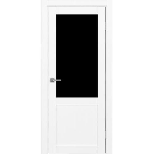 Межкомнатная дверь Optima Porte, Турин 502.21. Цвет - белый снежный. Стекло - лакобель черный.