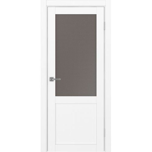 Межкомнатная дверь Optima Porte, Турин 502.21. Цвет - белый снежный. Стекло - пунта бронза.