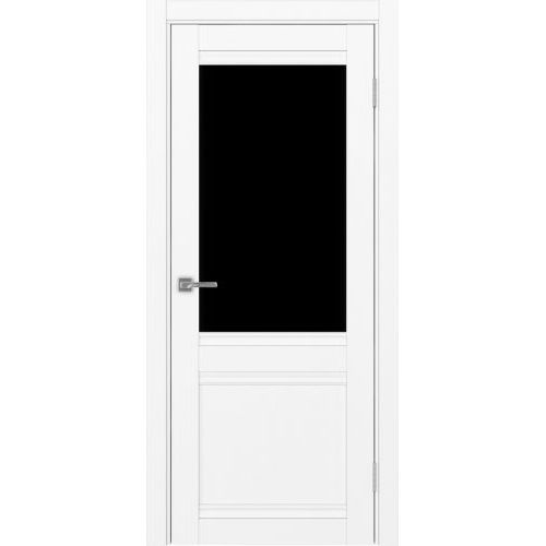 Межкомнатная дверь Optima Porte, Турин 502U.21 У. Цвет - белый снежный. Стекло - лакобель черный.