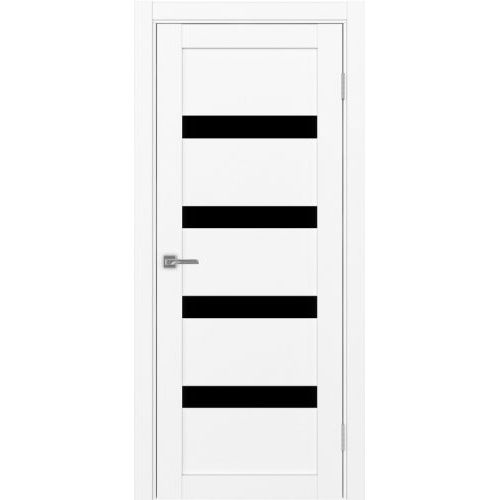 Межкомнатная дверь Optima Porte, Турин 505.12. Цвет - белый снежный. Стекло - лакобель черный.
