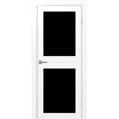 Межкомнатная дверь Optima Porte, Турин 520.212. Цвет - белый снежный. Стекло - лакобель черный.