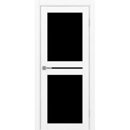 Межкомнатная дверь Optima Porte, Турин 520.222. Цвет - белый снежный. Стекло - лакобель черный.