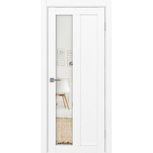 Межкомнатная дверь Optima Porte, Турин 521.21. Цвет - белый снежный. Зеркало.