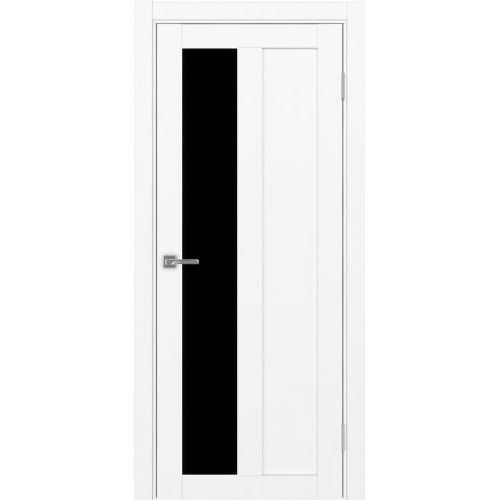 Межкомнатная дверь Optima Porte, Турин 521.21. Цвет - белый снежный. Стекло - лакобель черный.