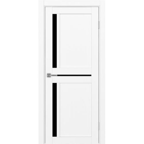 Межкомнатная дверь Optima Porte, Турин 523.221. Цвет - белый снежный. Стекло - лакобель черный.