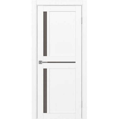 Межкомнатная дверь Optima Porte, Турин 523.221. Цвет - белый снежный. Стекло - пунта бронза.