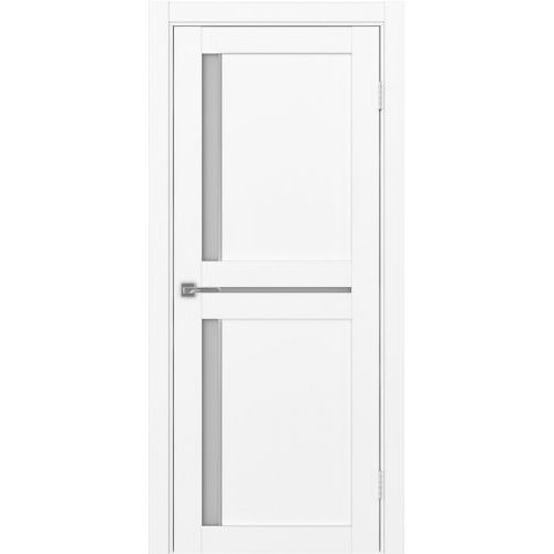 Межкомнатная дверь Optima Porte, Турин 523.221 АПС. Цвет - белый снежный. Молдинг хром. Стекло - матовое.