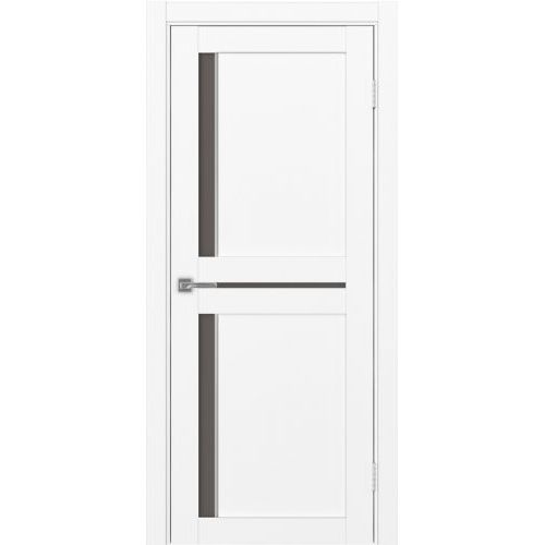 Межкомнатная дверь Optima Porte, Турин 523.221 АПС. Цвет - белый снежный. Молдинг хром. Стекло - бронза.