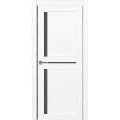 Межкомнатная дверь Optima Porte, Турин 523.221 АПС. Цвет - белый снежный. Молдинг хром. Стекло - графит.