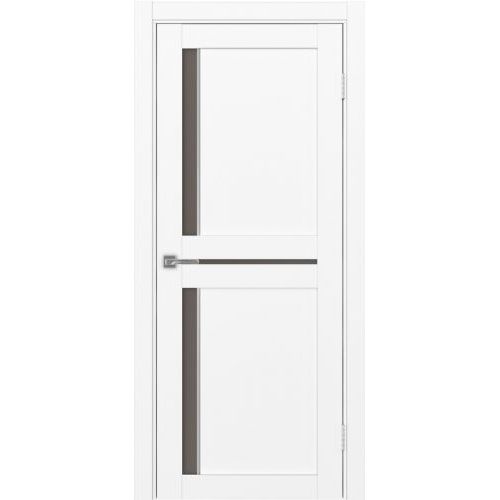 Межкомнатная дверь Optima Porte, Турин 523.221 АПС. Цвет - белый снежный. Молдинг хром. Стекло - кризет бронза.