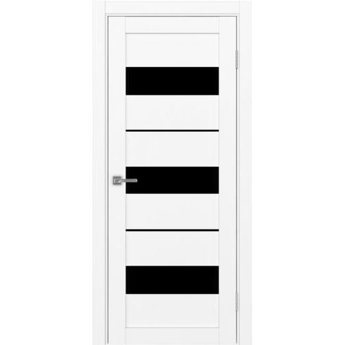 Межкомнатная дверь Optima Porte, Турин 526.122. Цвет - белый снежный. Стекло - лакобель черный.