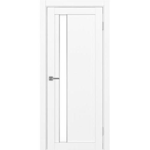Межкомнатная дверь Optima Porte, Турин 528.121 АПП. Цвет - белый снежный. Стекло - лакобель белый. Молдинг хром.