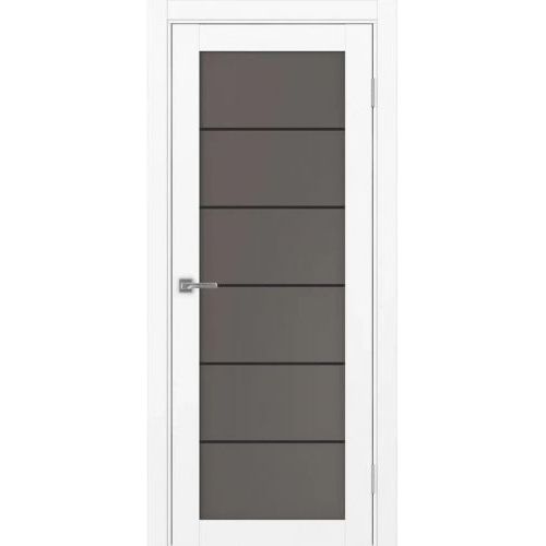 Межкомнатная дверь Optima Porte, Турин 501.2 АСС. Цвет - белый снежный. Молдинг черный. Стекло - бронза.