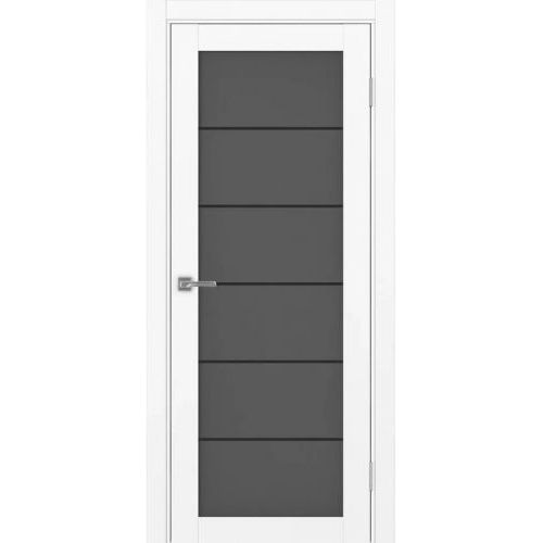 Межкомнатная дверь Optima Porte, Турин 501.2 АСС. Цвет - белый снежный. Молдинг черный. Стекло - графит.
