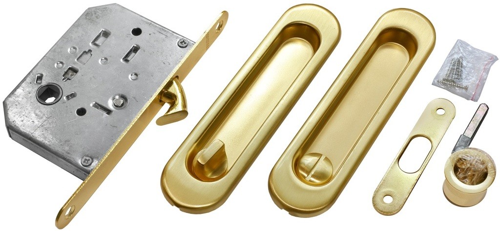Ручки для раздвижных дверей с фиксатором Morelli MHS 150 WC. Цвет - золото матовое.