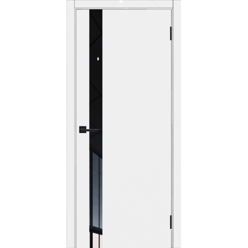 Межкомнатная дверь ЛесКом, Ройял 2. Цвет - белый софт. Лакобель черный.