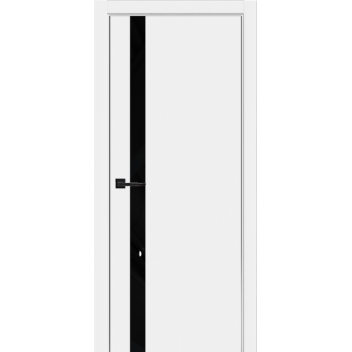 Межкомнатная дверь ЛесКом, Платинум П-3. Цвет - белый софт. Лакобель черный.