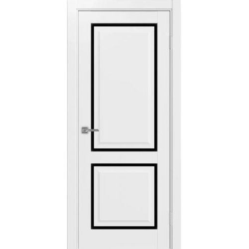 Межкомнатная дверь Optima Porte, Тоскана 602C.2121 ОФ4. Цвет - белый снежный. Стекло - лакобель черный.