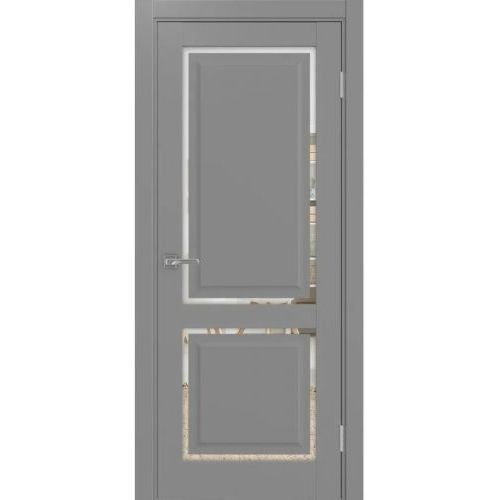 Межкомнатная дверь Optima Porte, Тоскана 602C.2121 ОФ4. Цвет - серый. Стекло - зеркало.