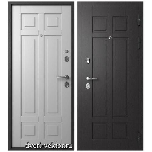 Входная дверь Мегатрон, WoodLine W1, серый муар / ясень графит / белый снег