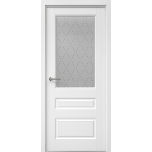 Межкомнатная дверь Albero, Классика 3 ПО. Эмаль. Цвет - белый. Стекло "Лорд".