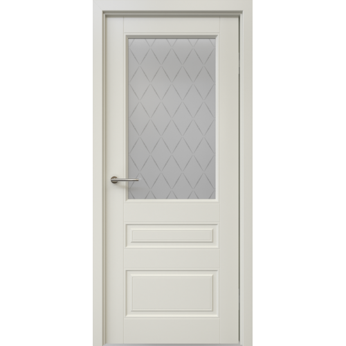 Межкомнатная дверь Albero, Классика 3 ПО. Эмаль. Цвет - латте. Стекло "Лорд".