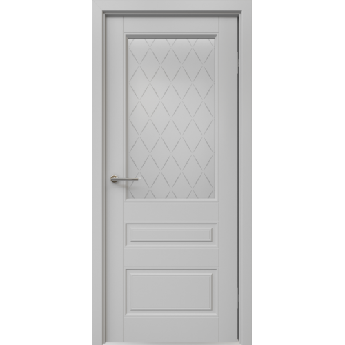 Межкомнатная дверь Albero, Классика 3 ПО. Эмаль. Цвет - серый. Стекло "Лорд".