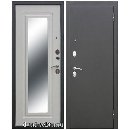 Входная дверь Ferroni, Царское зеркало, антик серебро / белый ясень