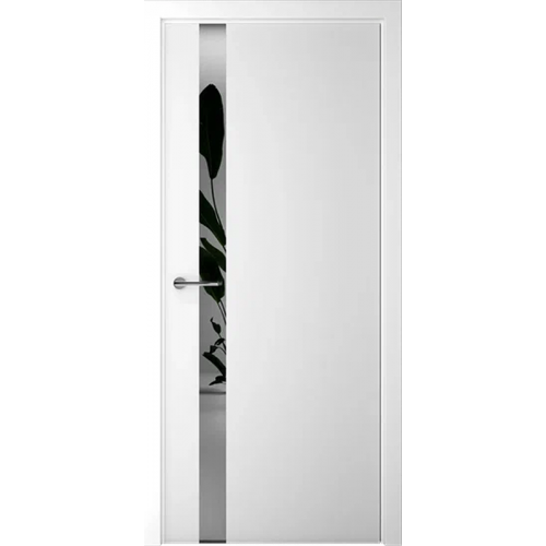 Межкомнатная дверь Albero, Геометрия 5. Эмаль. Цвет - белый. Стекло - зеркало грей.
