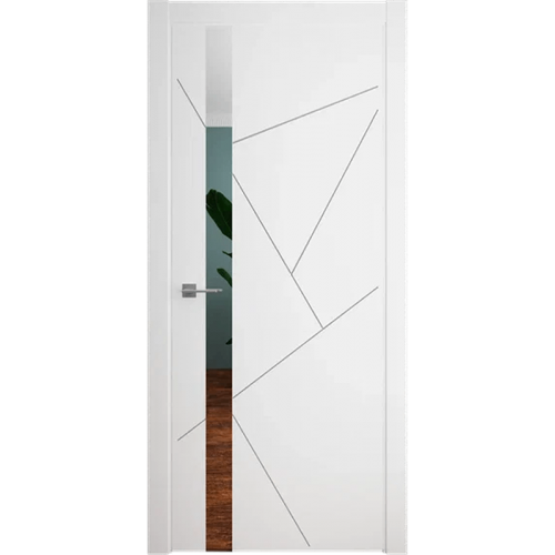 Межкомнатная дверь Albero, Геометрия 6. Эмаль. Цвет - белый. Стекло - зеркало грей.