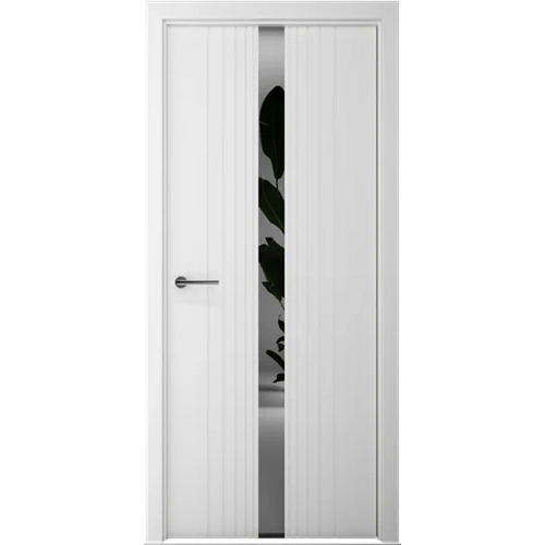 Межкомнатная дверь Albero, Геометрия 8. Эмаль. Цвет - белый. Стекло - зеркало грей.