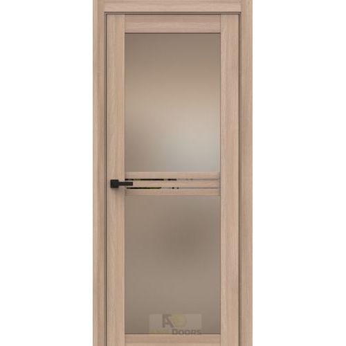 Межкомнатная дверь AxelDoors, Q73. Цвет - ясень гриджио. Стекло - бронза + зеркало люкс. 