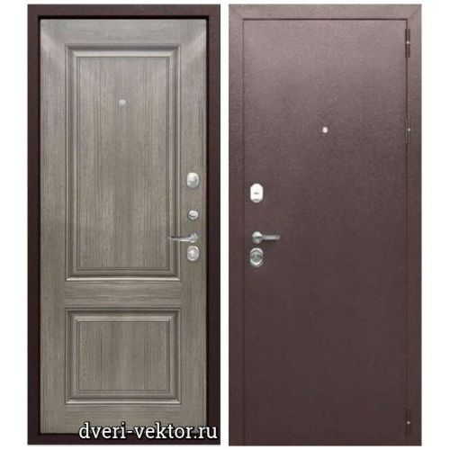 Входная дверь Ferroni, Тайга 9 см, антик медь / серый клен