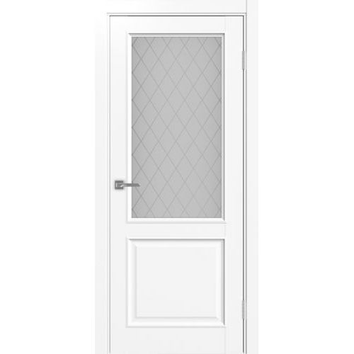 Межкомнатная дверь Optima Porte, Тоскана 602.21 ОФ1. Цвет - белый снежный. Стекло  - с алмазной гравировкой "Кристалл".