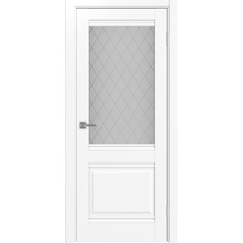Межкомнатная дверь Optima Porte, Тоскана 602U.21 ОФ3. Цвет - белый снежный. Стекло с алмазной гравировкой "Кристалл".
