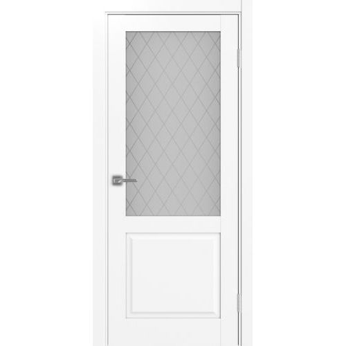 Межкомнатная дверь Optima Porte, Тоскана 602.21 ОФ3. Цвет - белый снежный. Стекло с алмазной гравировкой "Кристалл".