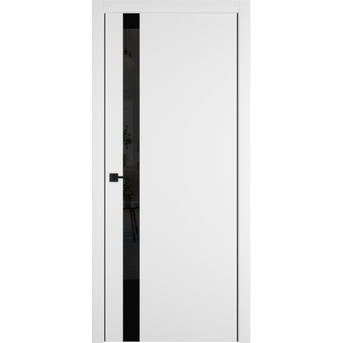 Межкомнатная дверь ВФД, Экошпон, Urban 1SV, с алюминиевой кромкой. Цвет - emalex ice. Стекло - лакобель черный.