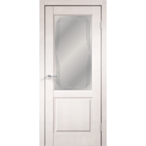 Межкомнатная дверь Velldoris, Villa 2V, стекло "Грани" . Цвет - молочный эмалит.