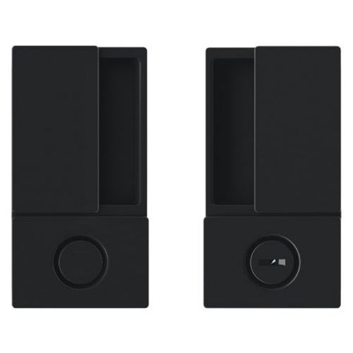 Комплект ручек для раздвижных дверей с фиксатором AGB Wawe B30002. Цвет - черный.