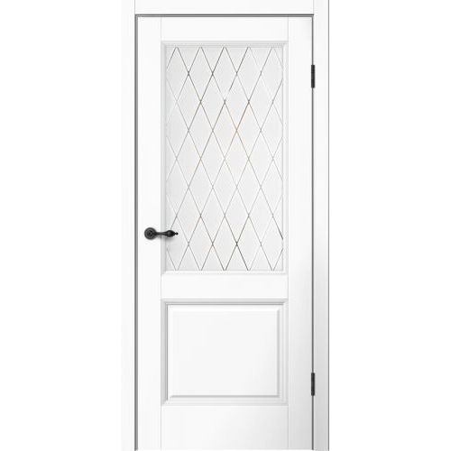 Межкомнатная дверь Сибирь Профиль, Aura Mone M 93. Цвет - белый. Стекло - с алмазной гравировкой.