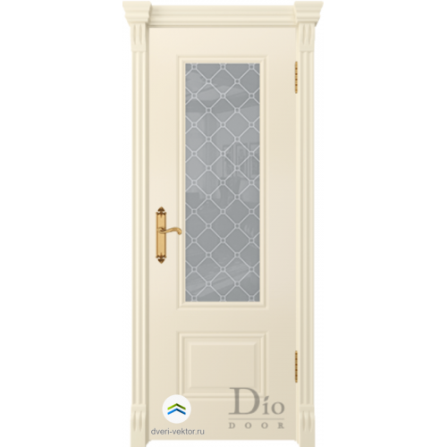 Межкомнатная дверь DioDoor, Trend, Контур 1 ПО. Цвет - кремовый. Стекло с художественным матированием "Кристалл". Капитель "Рим". 